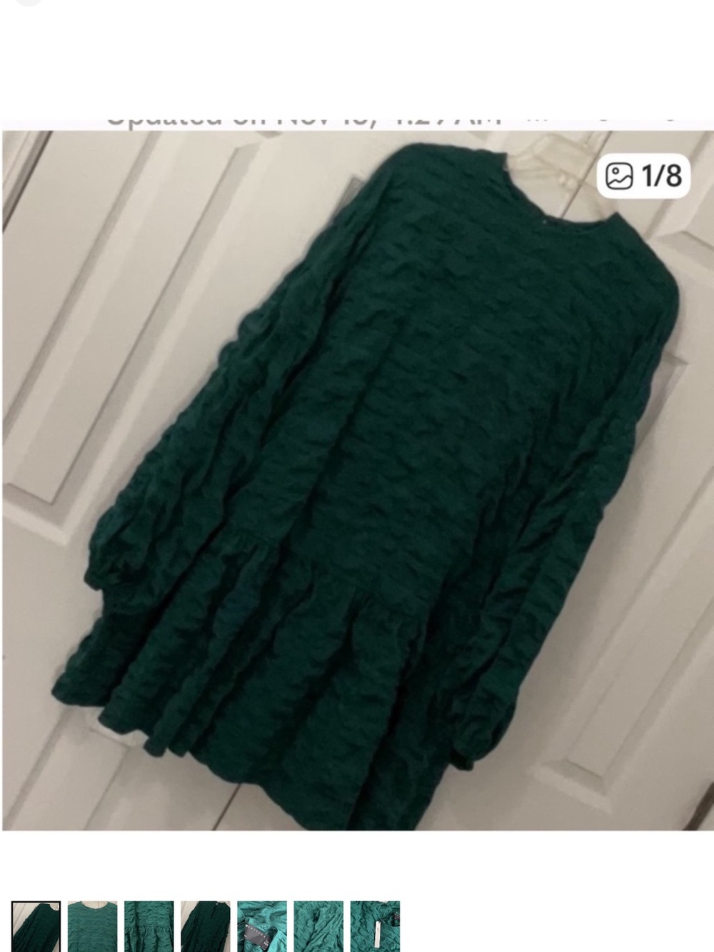 ASOS Premier Green Ruffle Hem Textured Dress